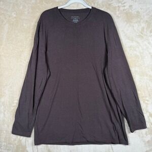 Natori Mens XL Long Sleeve Crew Neck T-Shirt Dark Brown Modal Blend Dragon Logo